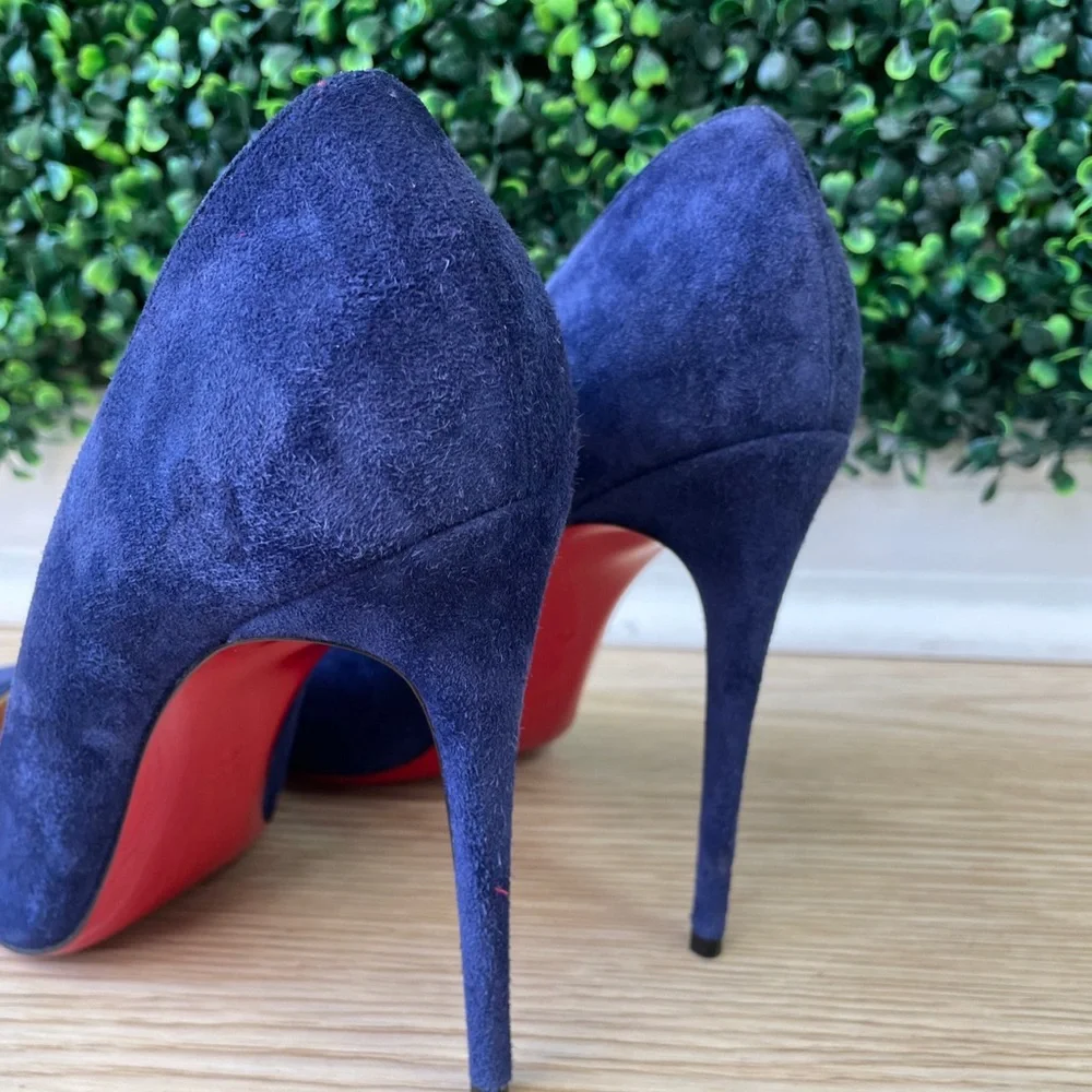 Christian Louboutin Blue Suede Heels - Picture 3 of 5